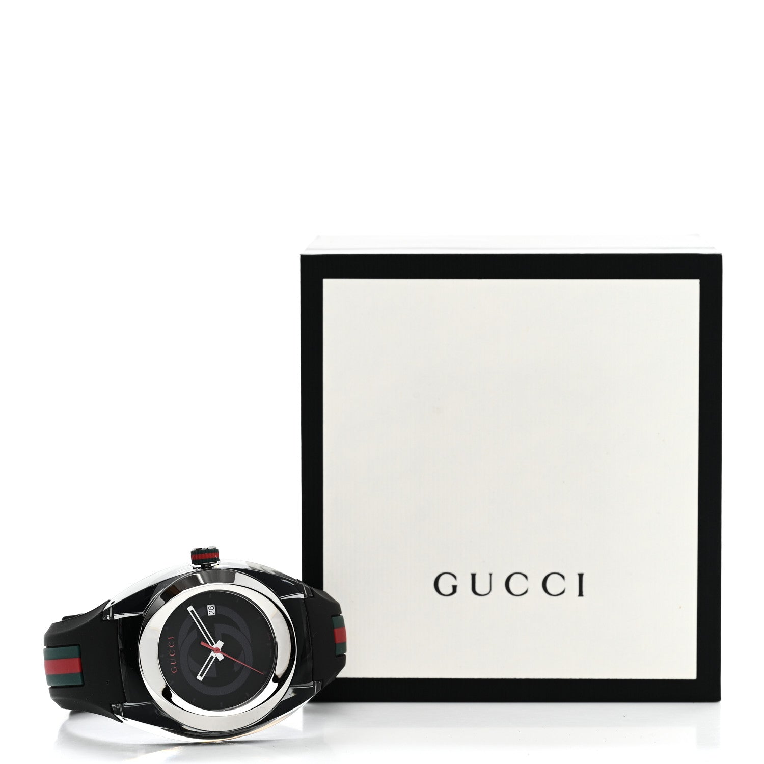 Gucci Stainless Steel Rubber 46mm Sync Web Quartz Watch Black