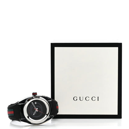 Gucci Stainless Steel Rubber 46mm Sync Web Quartz Watch Black 5 of 5