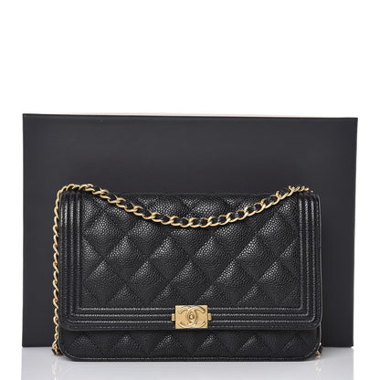 Chanel Caviar Quilted Boy Wallet On Chain WOC Black 10 of 10