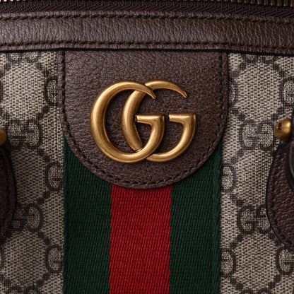 Gucci GG Supreme Monogram Textured Dollar Calfskin Web Medium Ophidia Carry-On Duffle Bag Beige Ebony New Acero 9 of 16