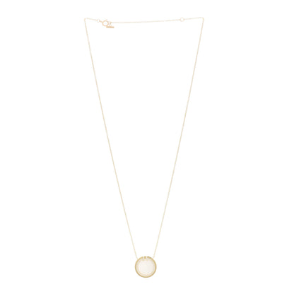 Tiffany 18K Yellow Gold Diamond Mother of Pearl T Circle Pendant Necklace 3 of 4