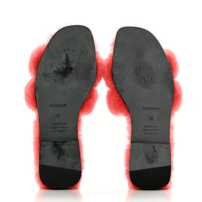 Hermes Woolskin Oran Sandals 36 Rose Du Desert 5 of 8