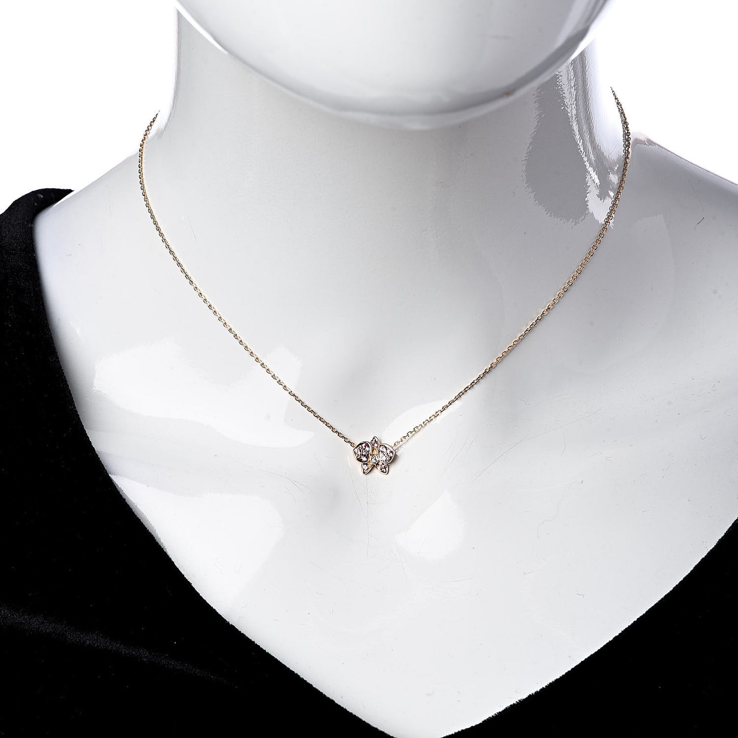 18K Pink Gold Pink Sapphire Diamond Caresse D'Orchidees Par Necklace