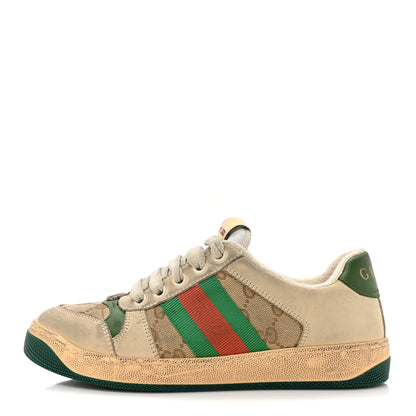 Gucci GG Monogram Nubuck Web Womens Screener Sneakers 35.5 New Sand Dusty Milk Vintage Green 1 of 12
