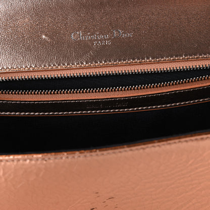 Christian Dior Metallic Ceramic Effect Deerskin Medium Diorama Flap Bag Gold 9 of 12