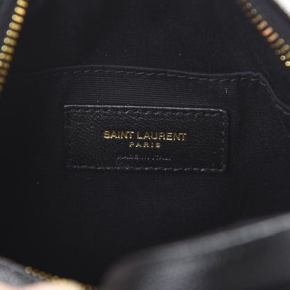 Saint Laurent Grain De Poudre Matelasse Chevron Quilted Round Vinyle Camera Bag Black 5 of 9