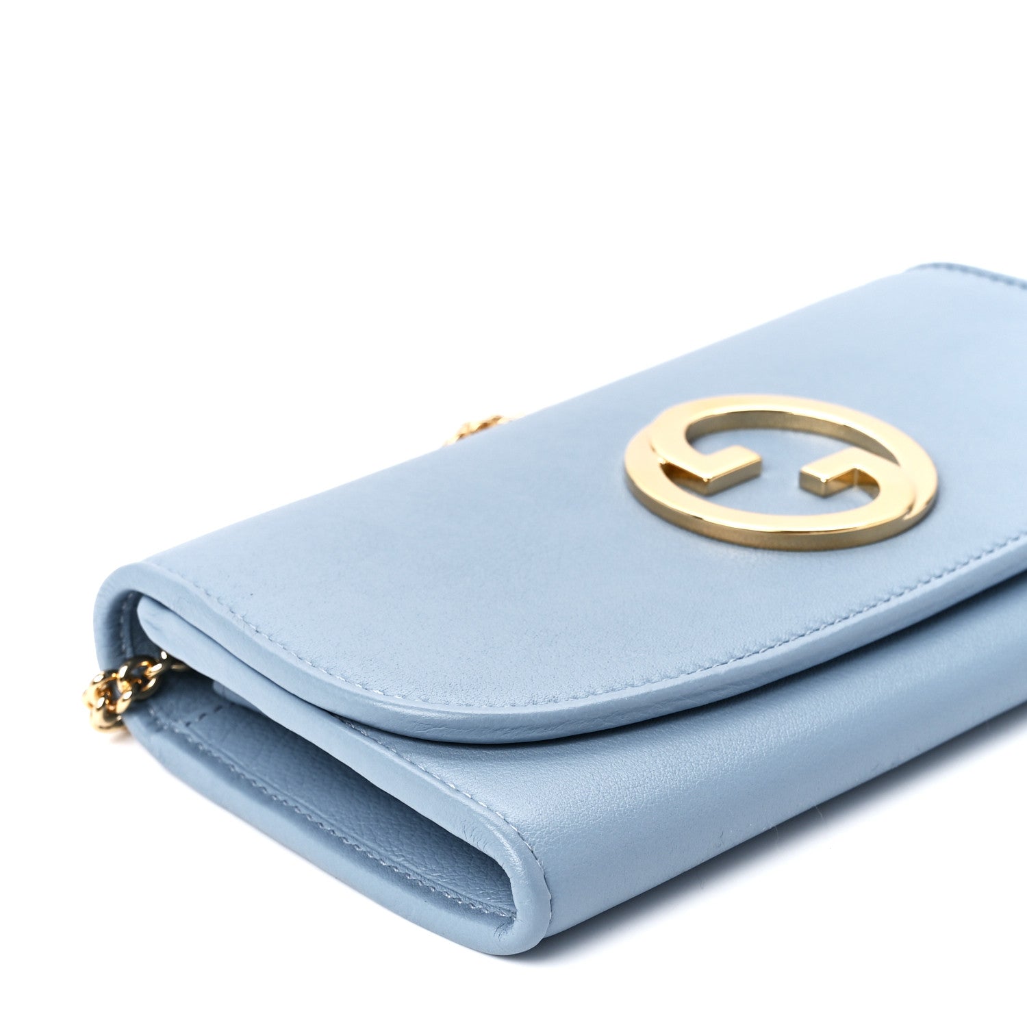 Gucci Roxy Calfskin Blondie Continental Chain Wallet Cloudy Blue 10 of 11
