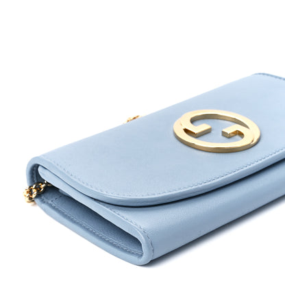 Gucci Roxy Calfskin Blondie Continental Chain Wallet Cloudy Blue 10 of 11