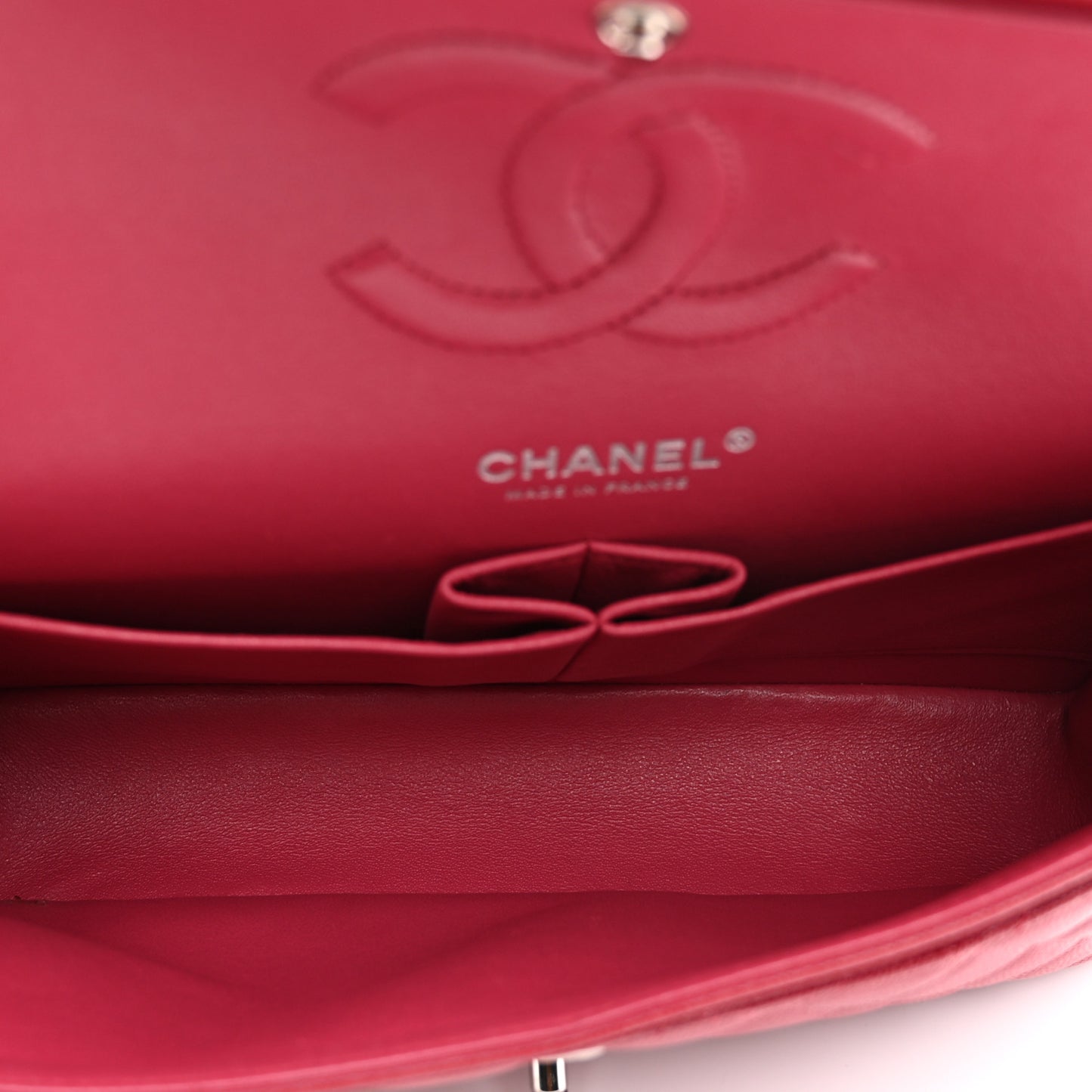 Caviar Quilted Medium Double Flap Dark Red