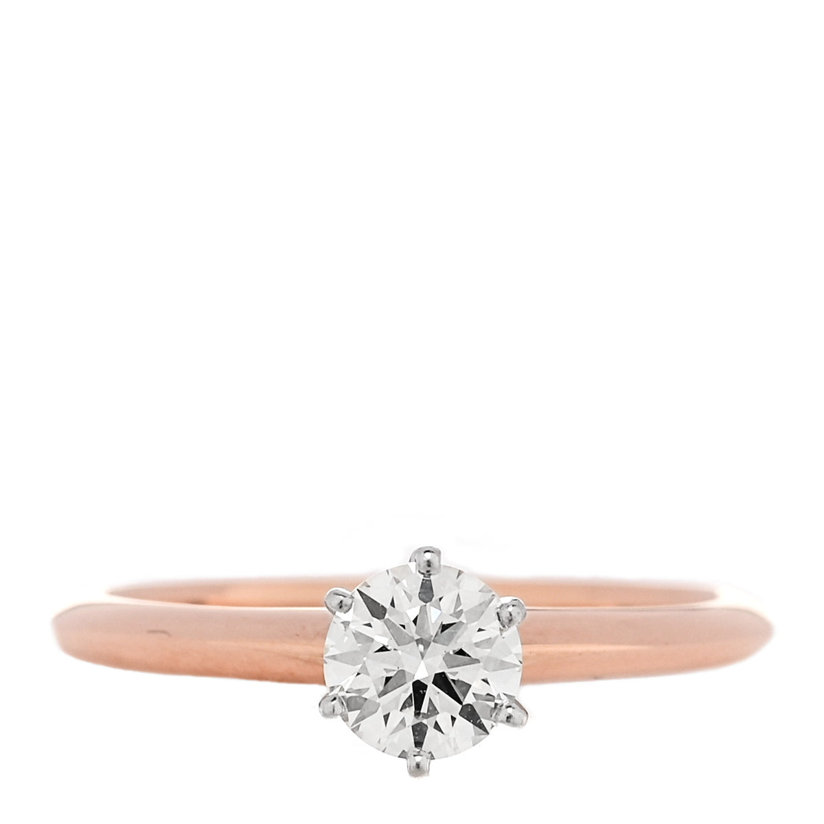 18K Rose Gold Platinum Diamond .48ct Solitaire Engagement Ring 52 6