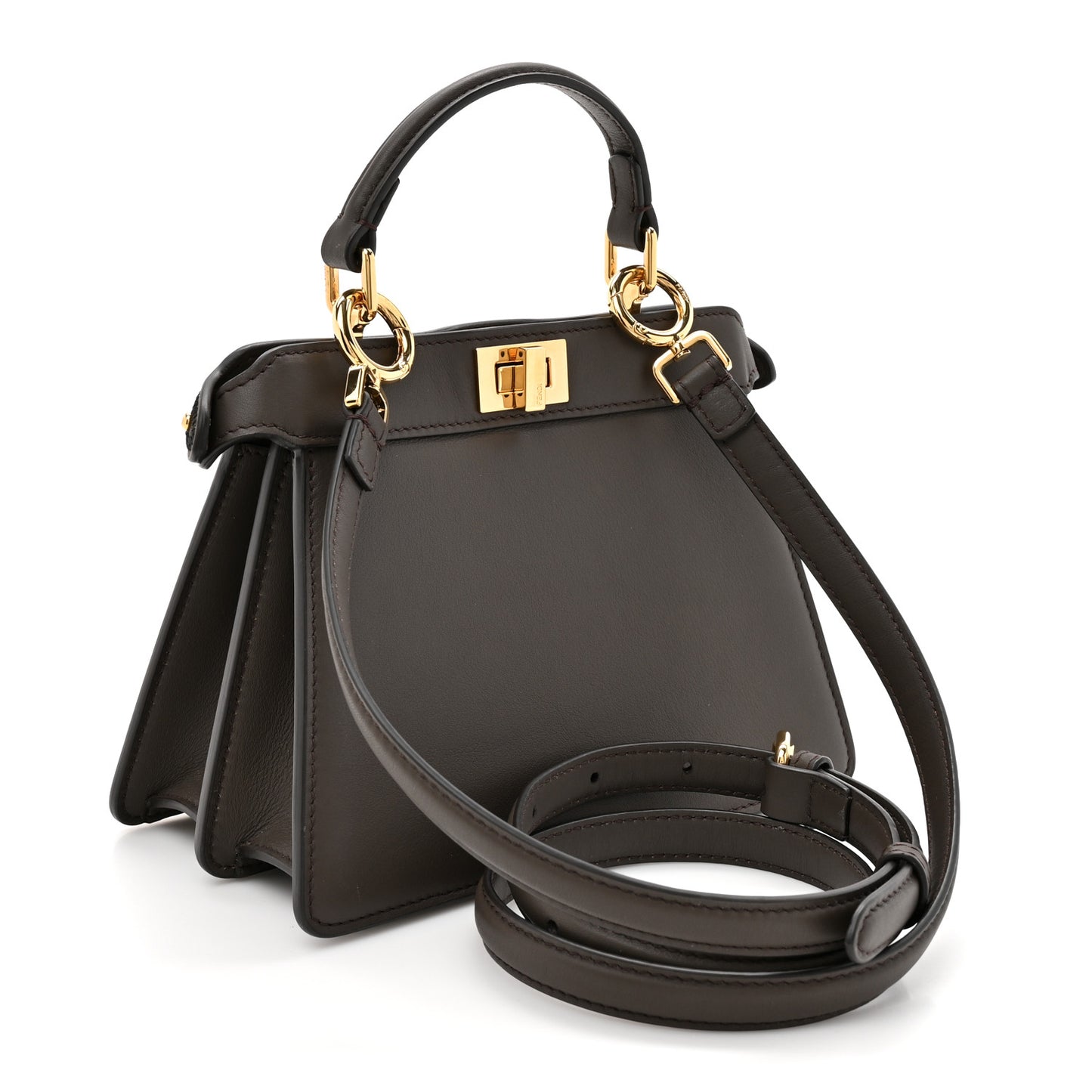 Vitello Seta Shiny Nappa Floral Embroidered Petite Peekaboo I SEE U Satchel Carbone Black