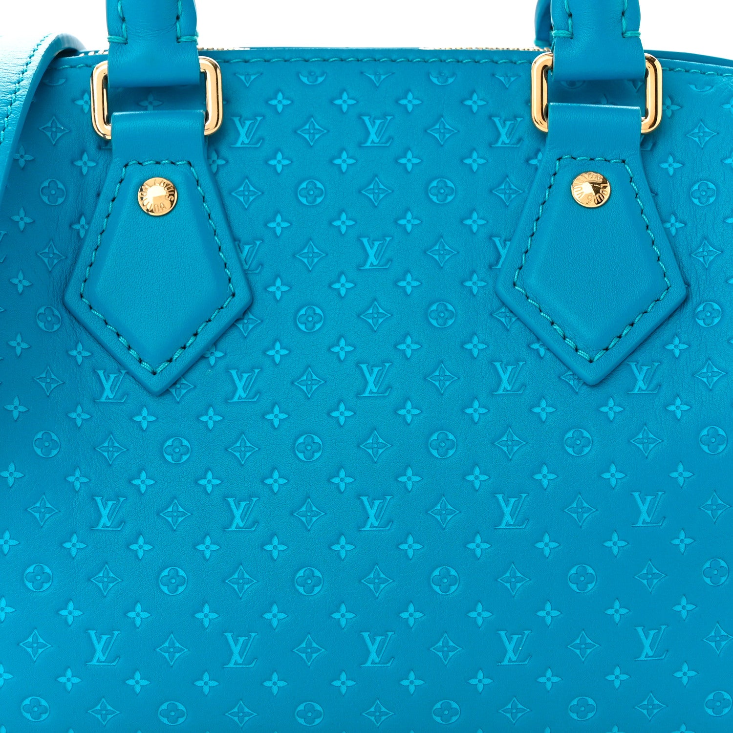 Louis Vuitton Calfskin Nanogram Embossed Speedy 20 Bleu 7 of 10