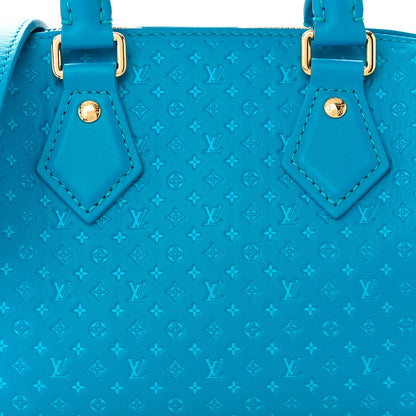 Louis Vuitton Calfskin Nanogram Embossed Speedy 20 Bleu 7 of 10