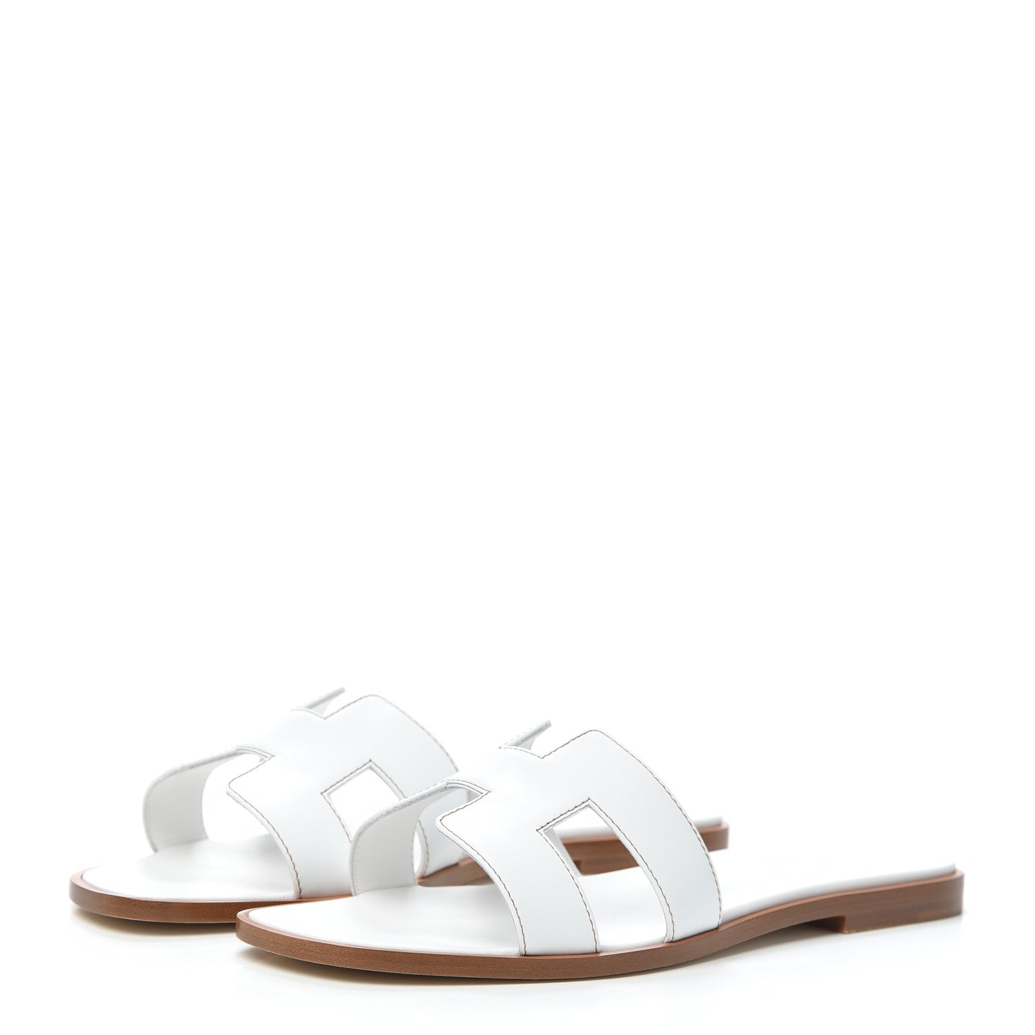 Hermes Box Calfskin Oran Sandals 37.5 White 3 of 7