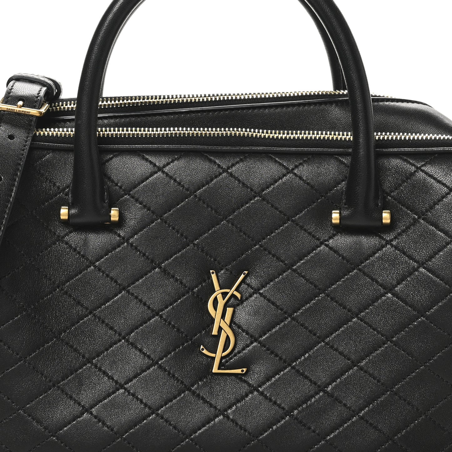 Lambskin Lyia Quilted Duffle Bag Black