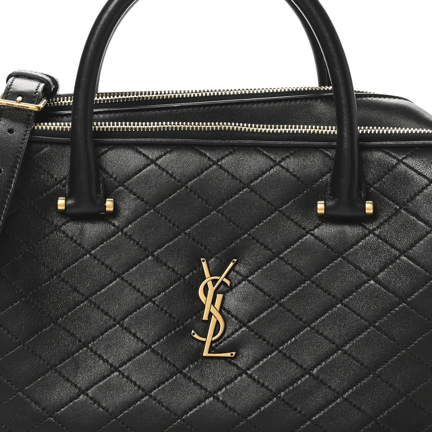 Saint Laurent Lambskin Lyia Quilted Duffle Bag Black 8 of 10