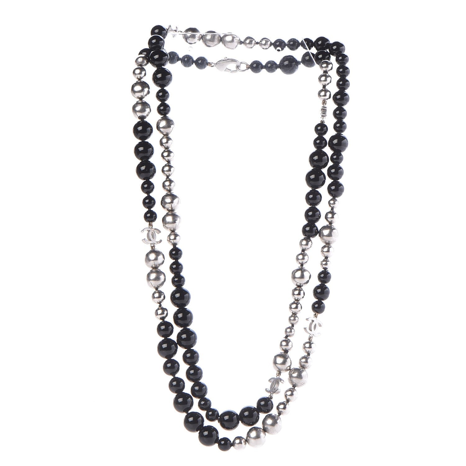 Chanel Pearl Beaded CC Long Necklace Black 3 of 6