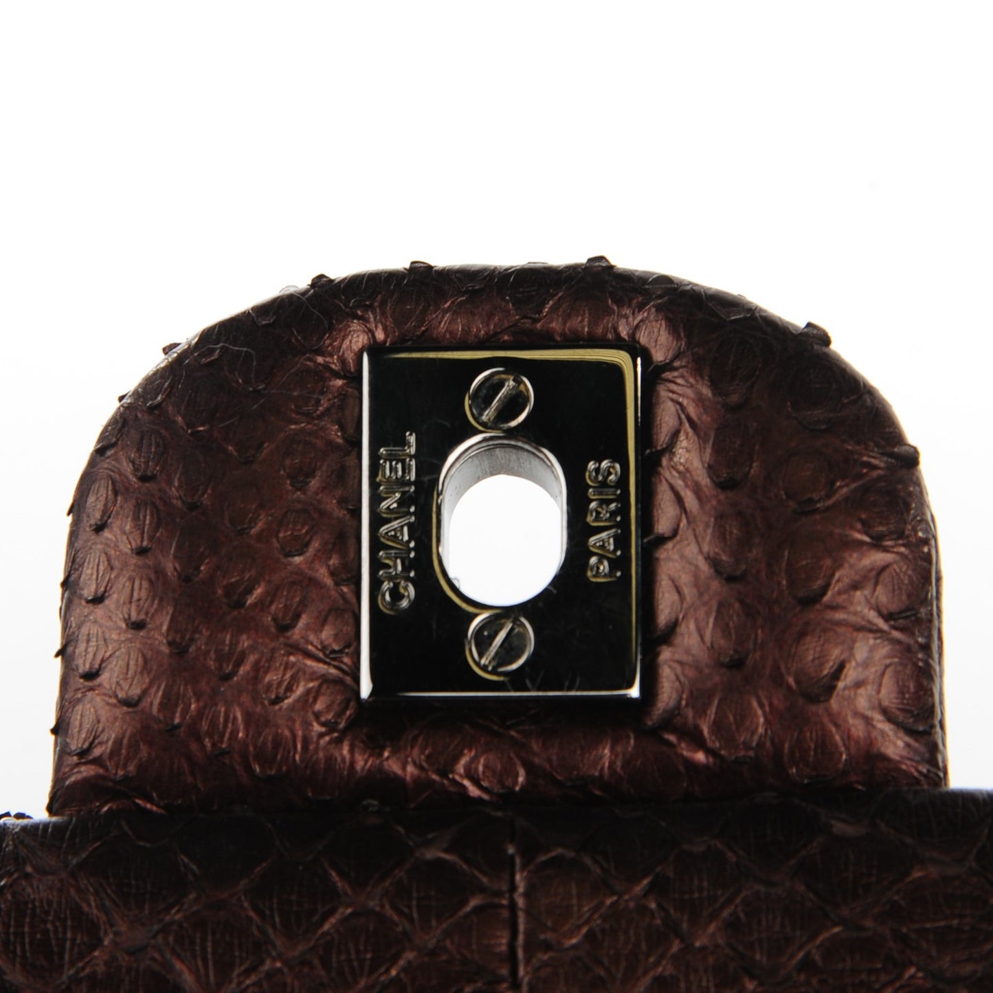 Metallic Python Sequin Medium Double Flap Dark Brown
