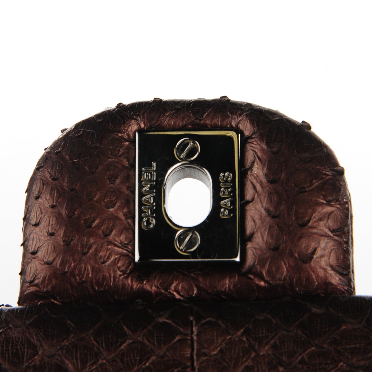 Chanel Metallic Python Sequin Medium Double Flap Dark Brown 9 of 9