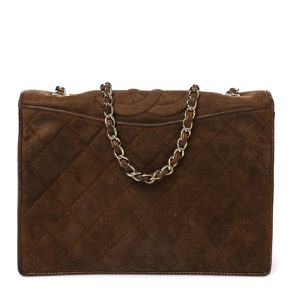Chanel Suede Quilted CC Shoulder Bag Brown 1 of 11