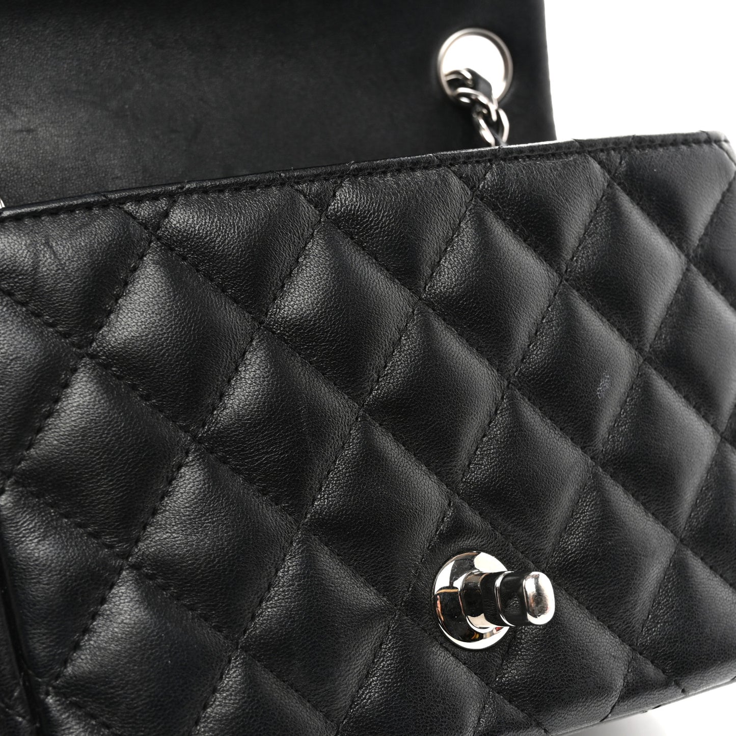 Lambskin Quilted Mini Square Flap Black