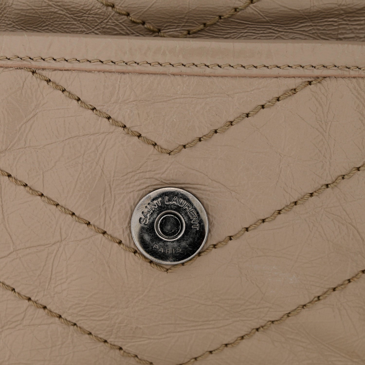 Saint Laurent Crinkled Calfskin Matelasse Monogram Medium Niki Chain Satchel Gold Sand 12 of 15