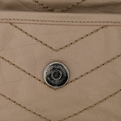 Saint Laurent Crinkled Calfskin Matelasse Monogram Medium Niki Chain Satchel Gold Sand 12 of 15
