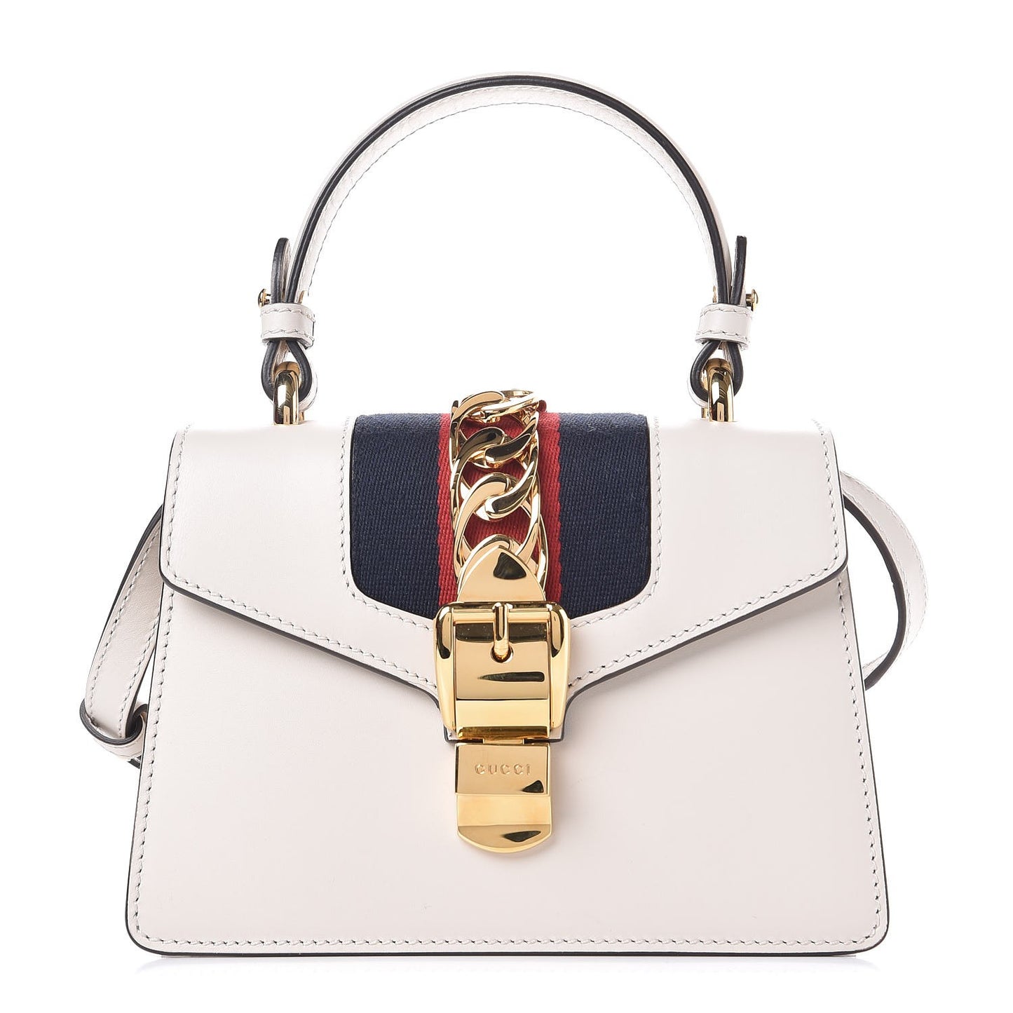 Calfskin Mini Sylvie Top Handle Bag White