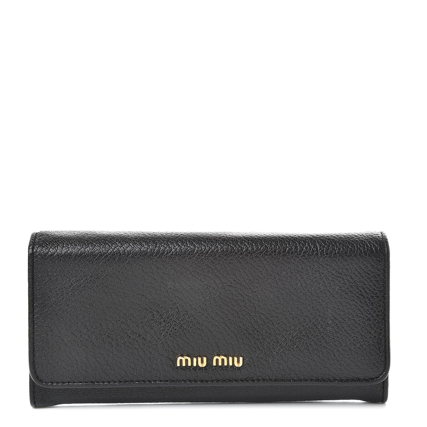 Miu Miu Goatskin Madras Flap Wallet Black 1 of 12