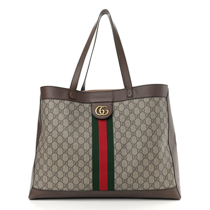 Gucci GG Supreme Monogram Web Ophidia Tote Brown 3 of 26