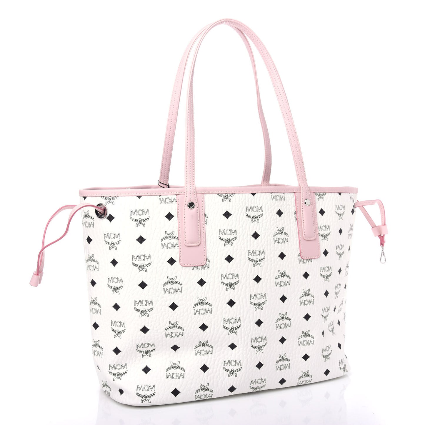 Visetos Medium Liz Reversible Shopper Tote White Powder Pink
