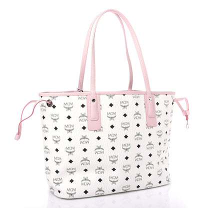 MCM Visetos Medium Liz Reversible Shopper Tote White Powder Pink 4 of 10