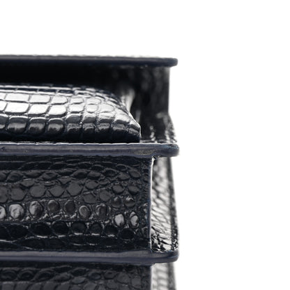 Saint Laurent Calfskin Crocodile Embossed Medium Monogram Sunset Navy 15 of 17