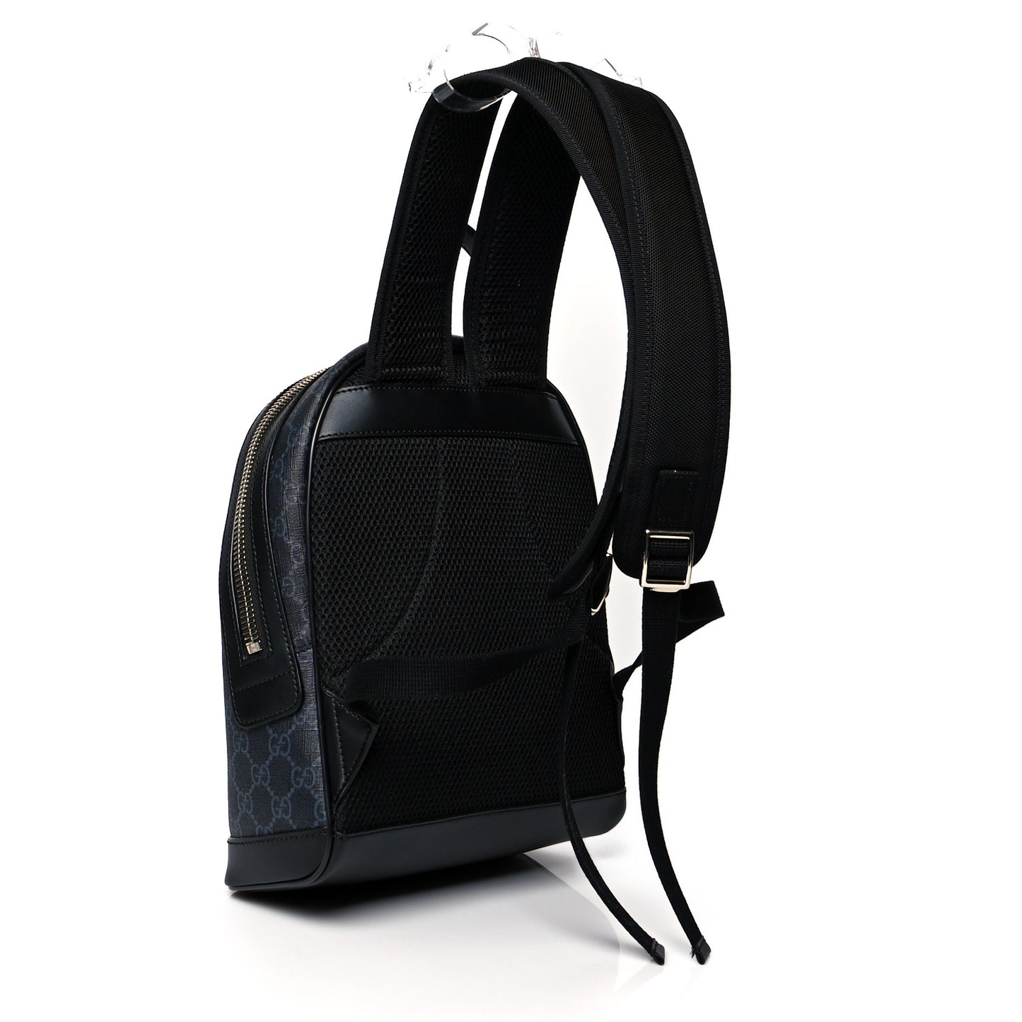 GG Supreme Monogram Appia Calfskin Web Small Day Backpack Black