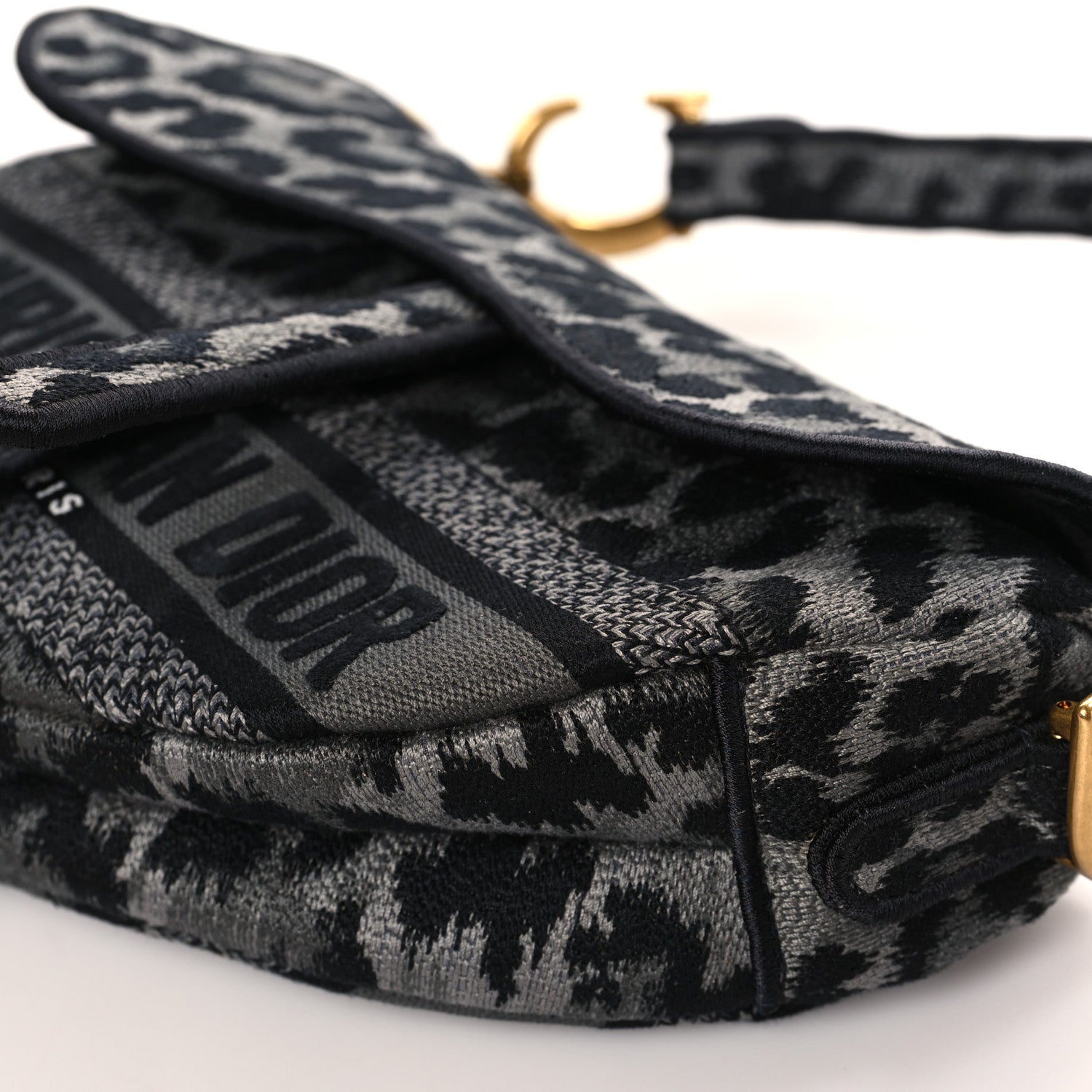 Christian Dior Canvas Mizza Embroidered Saddle Bag Gray 9 of 9