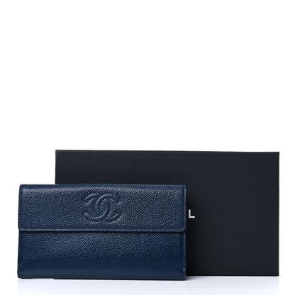 Chanel Caviar Timeless CC French Long Wallet Navy Blue 10 of 10