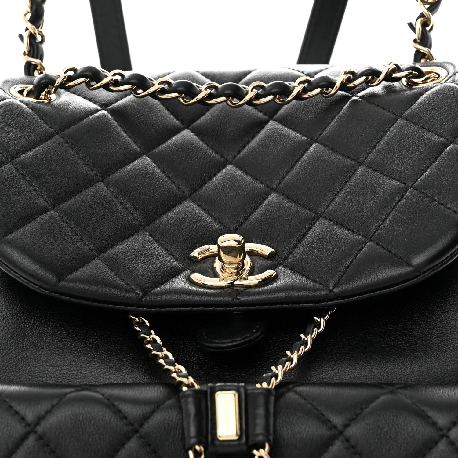 Chanel Lambskin Quilted Large Duma Drawstring Backpack Black 8 of 11