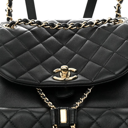 Chanel Lambskin Quilted Large Duma Drawstring Backpack Black 8 of 11