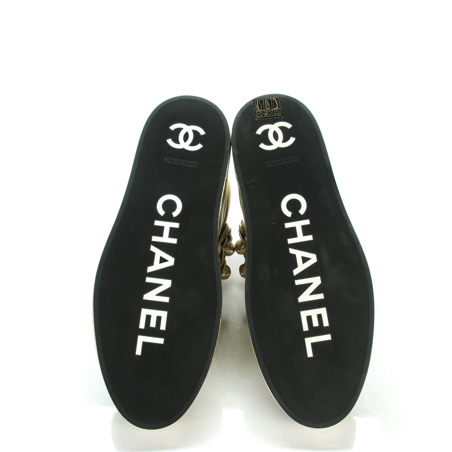 Chanel Metallic Lambskin Pearl Camellia High Top Sneakers 40 Gold 5 of 8