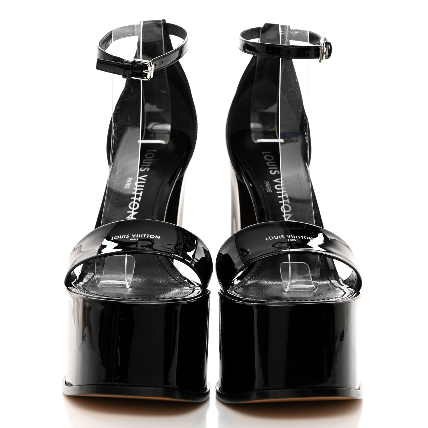 Louis Vuitton Patent Fame Platform Sandals 38 Black 2 of 9
