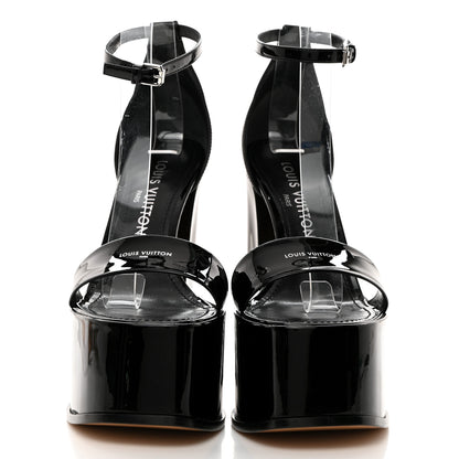 Louis Vuitton Patent Fame Platform Sandals 38 Black 2 of 9