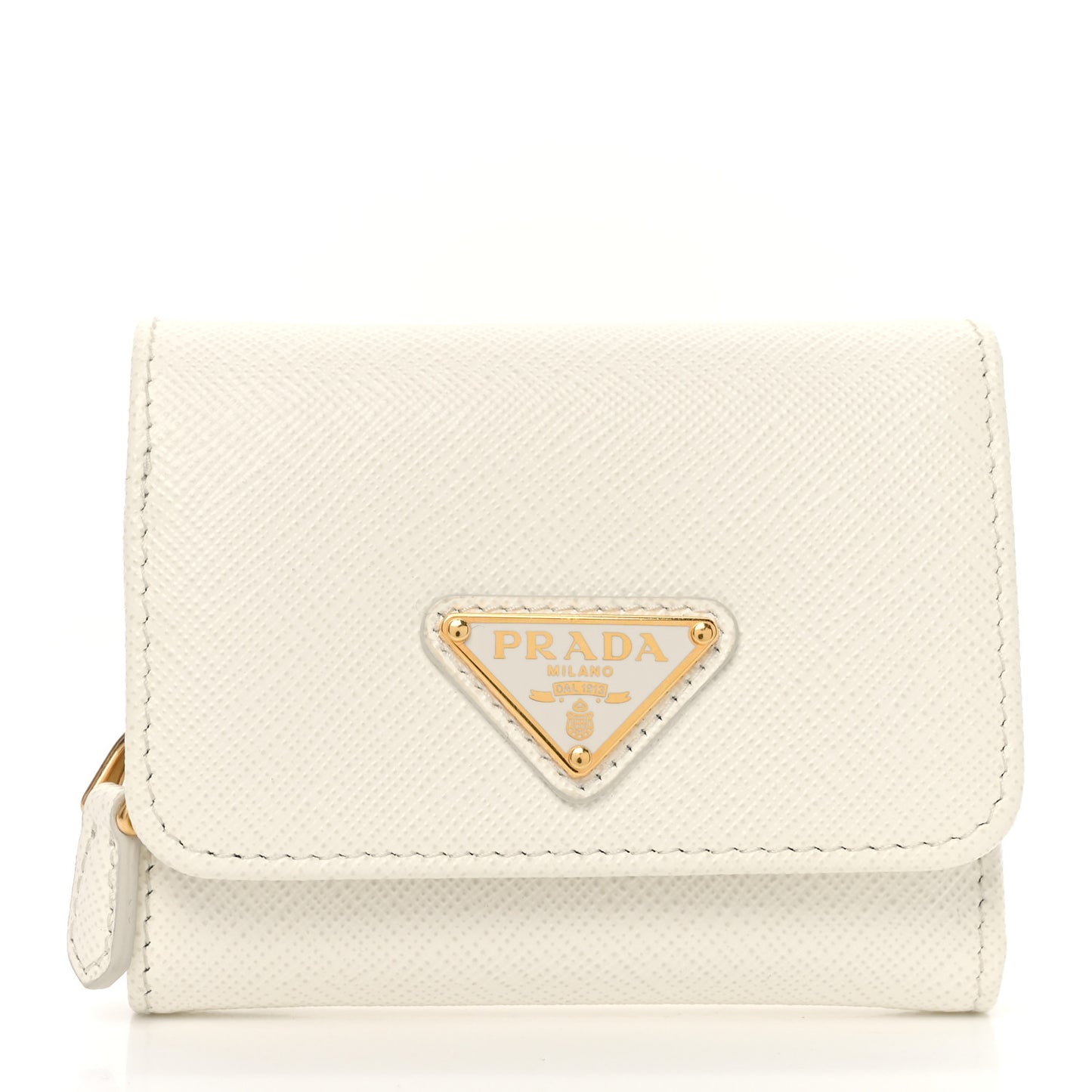 Saffiano Metal Tri-Fold Wallet White