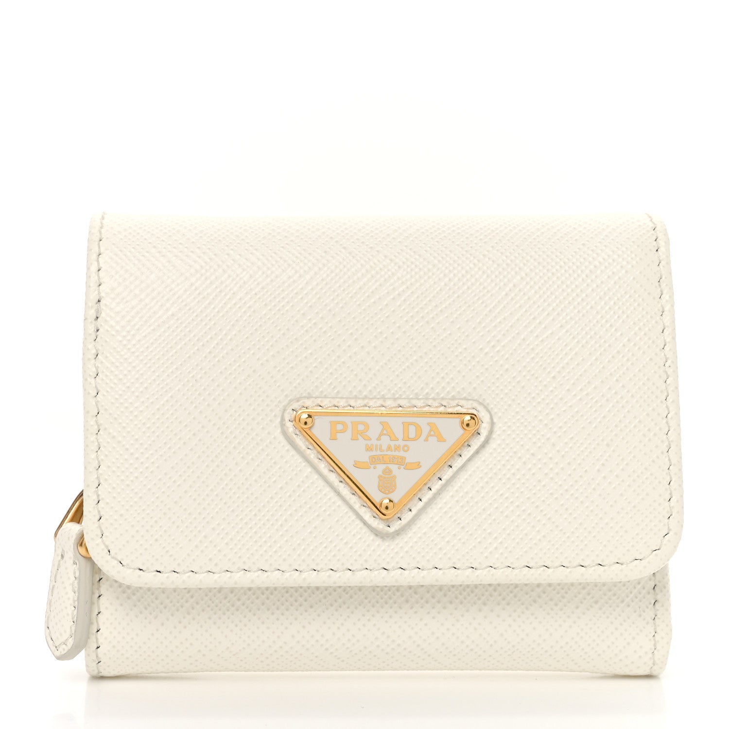 Prada Saffiano Metal Tri-Fold Wallet White 1 of 7