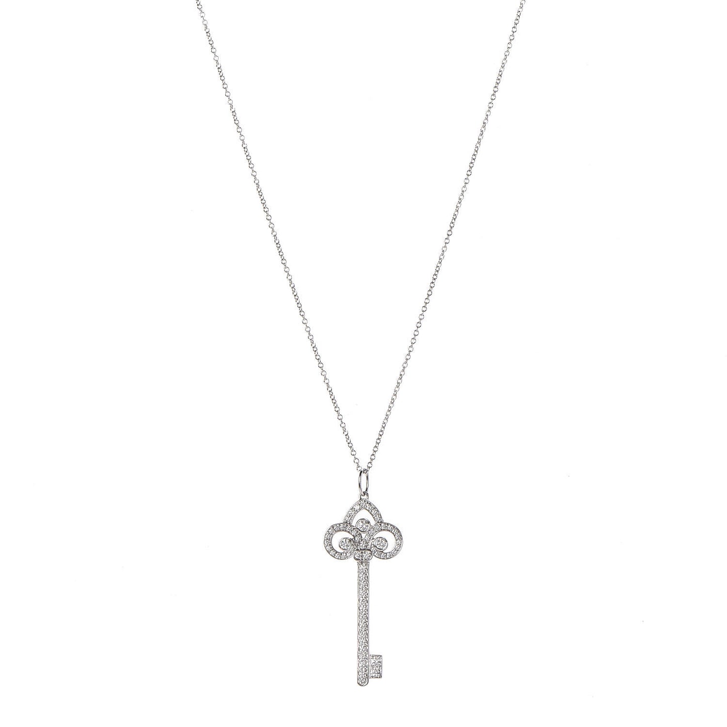Platinum Diamond .41ct Fleur De Lis Key Pendant Necklace