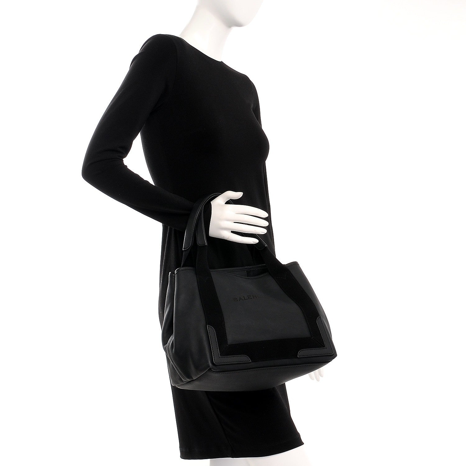 Balenciaga Matte Veau Lisse Perforated S Navy Cabas Black 2 of 11
