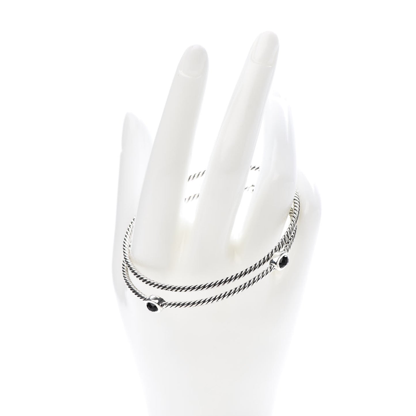 Sterling Silver Black Onyx Color Classics Bangle Bracelet Set of 2