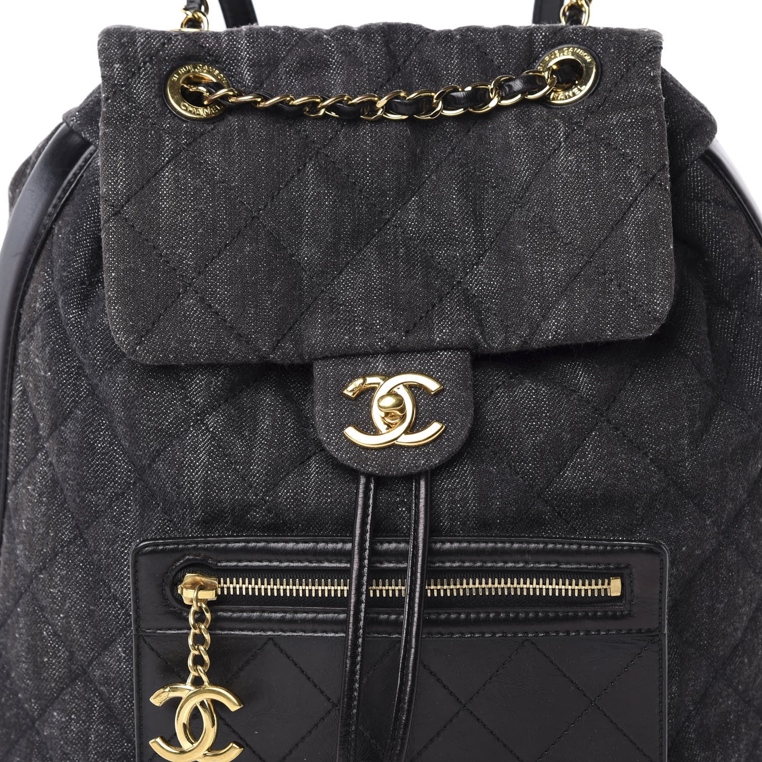 Chanel Denim Calfskin Quilted Backpack Dark Grey Black 9 of 9