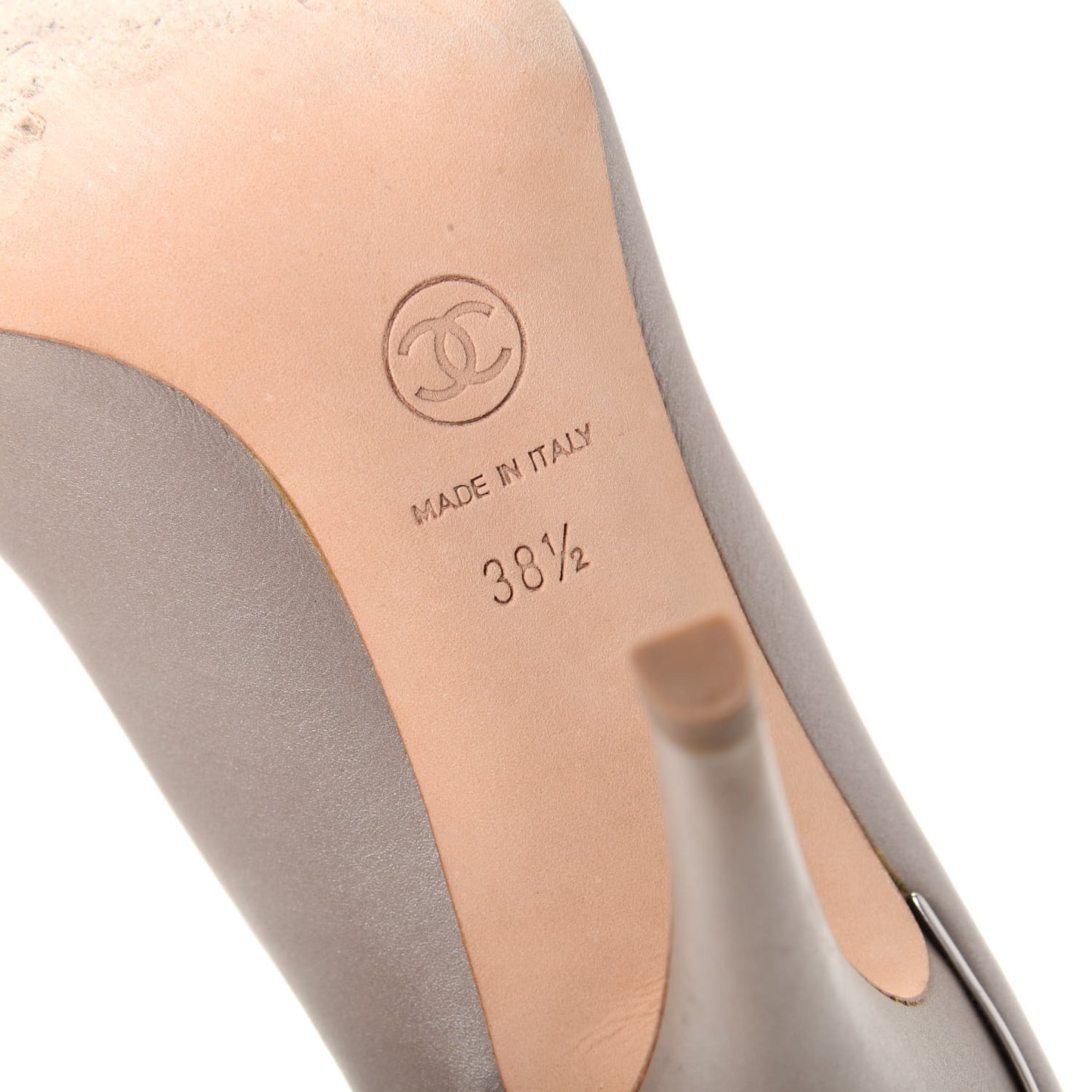Lambskin CC Peep Toe Pumps 38.5 Beige
