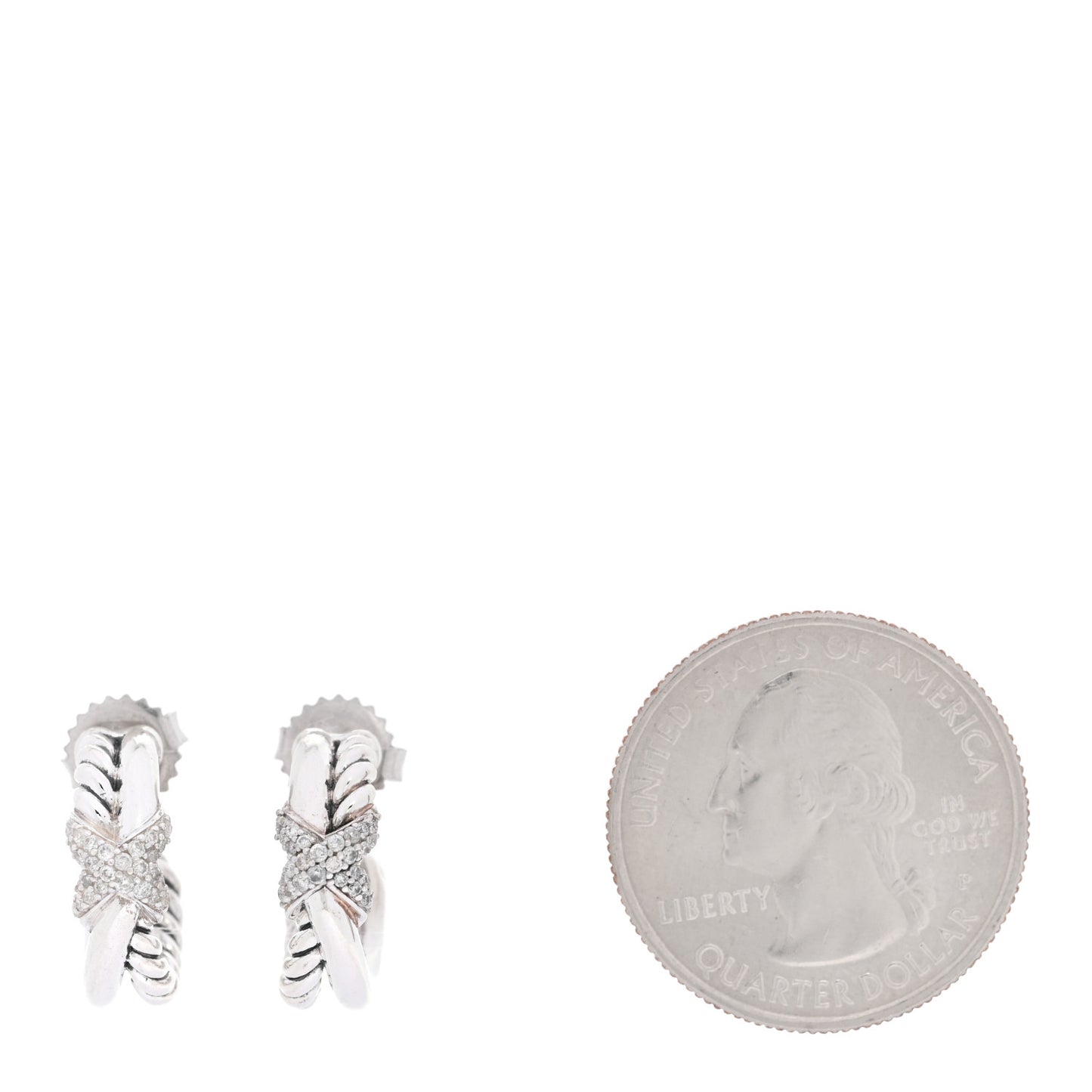 Sterling Silver Diamond Cable Classics X Hoop Earrings