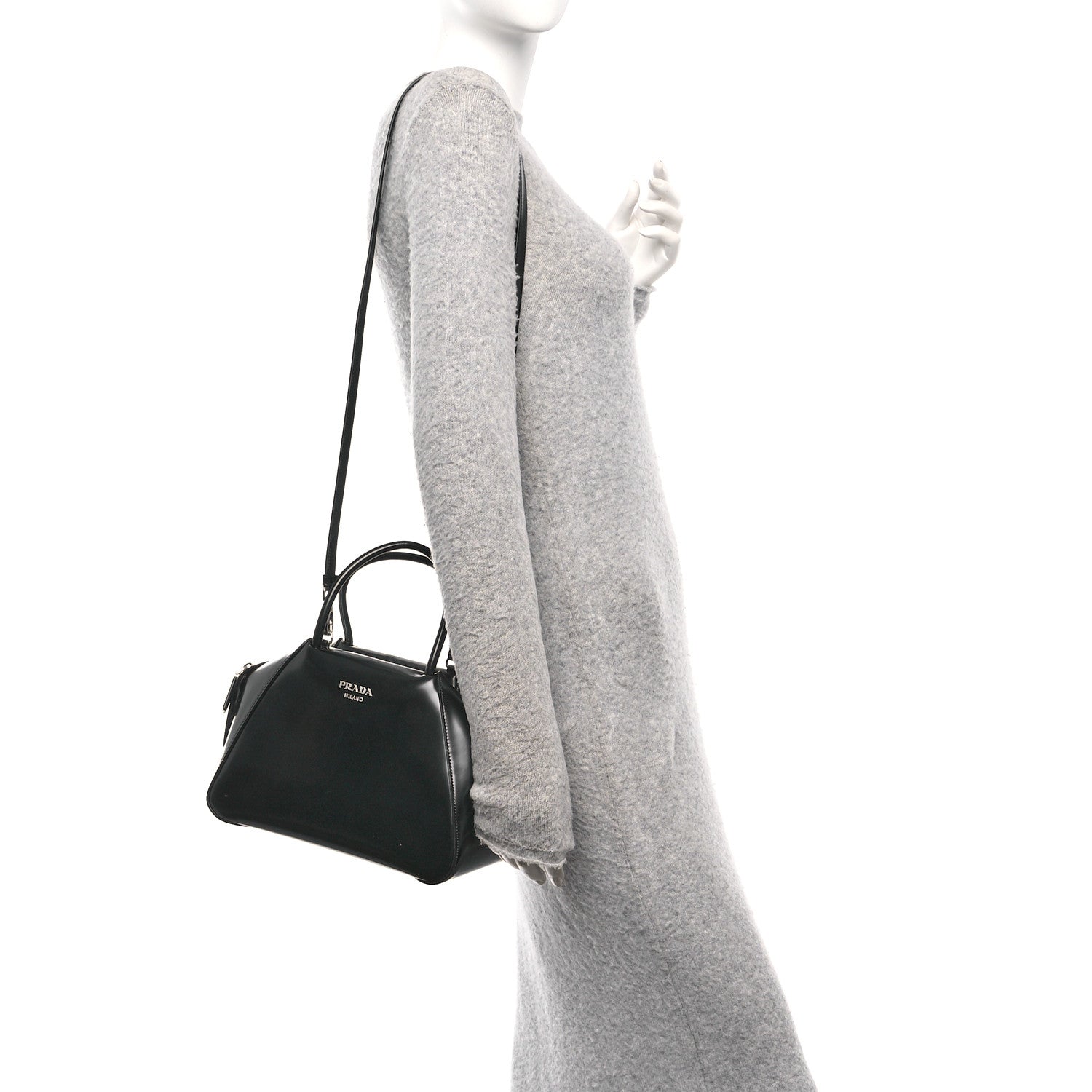 Prada Spazzolato Small Supernova Handbag Black 2 of 10